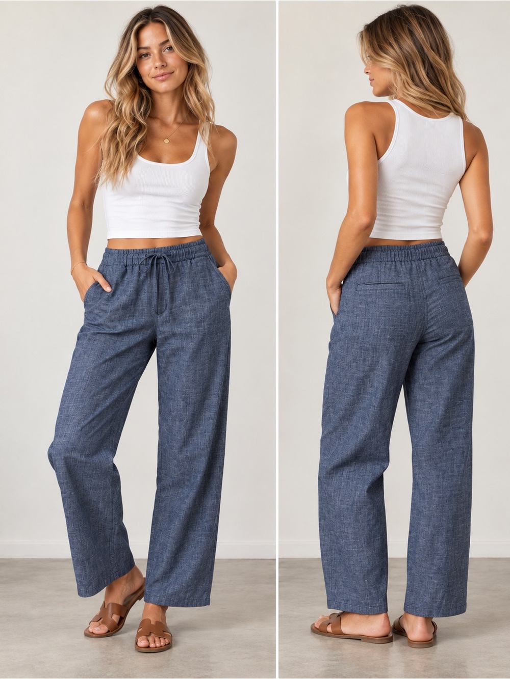 Mid Rise Easy Twill Pants in Chambray